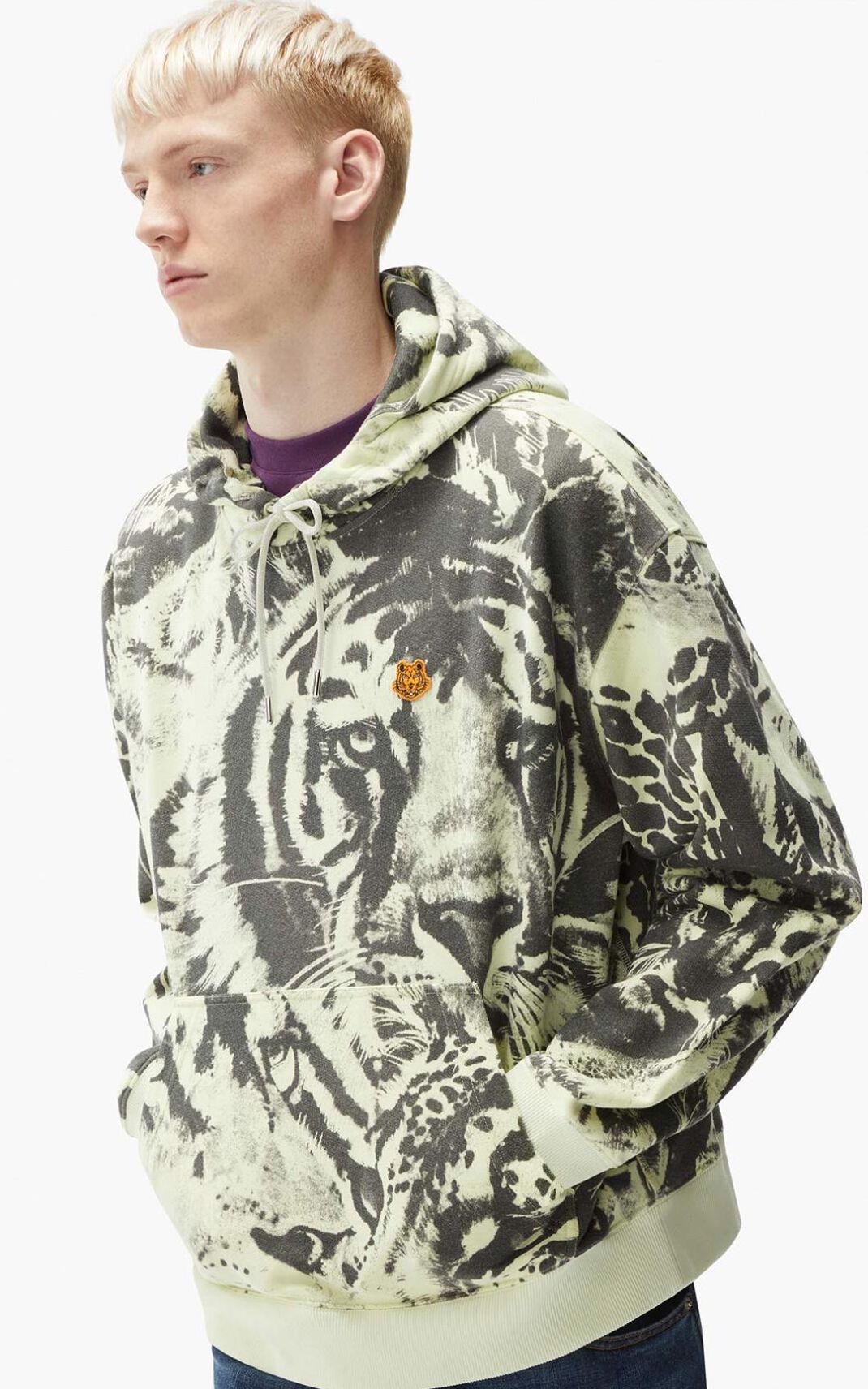 Sweat A Capuche Kenzo Homme Wildtigers oversize Beige VKMRF-2109